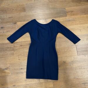 Piazza Sempione - Navy Long Sleeve V-Back Dress
